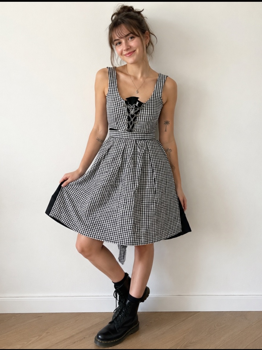 Gingham Lace-Up Dirndl